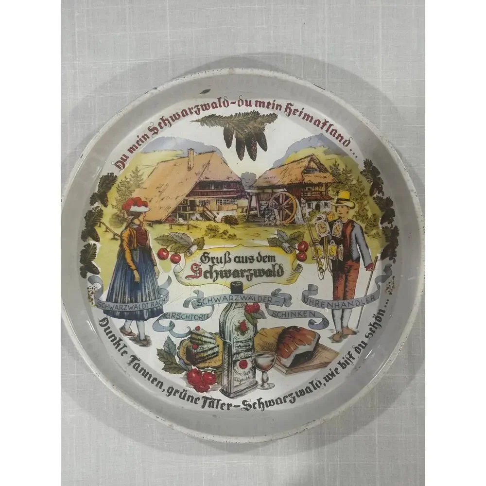 Vintage 1950s Mid Century German Tin Souvenir Tray 12